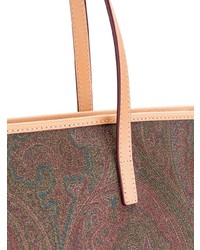 braune bedruckte Shopper Tasche aus Leder von Etro