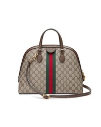 braune bedruckte Shopper Tasche aus Segeltuch von Gucci