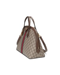 braune bedruckte Shopper Tasche aus Segeltuch von Gucci