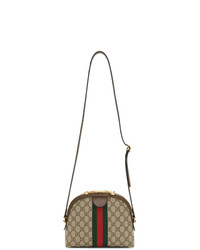 braune bedruckte Shopper Tasche aus Segeltuch von Gucci