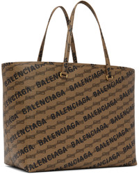 braune bedruckte Shopper Tasche aus Segeltuch von Balenciaga