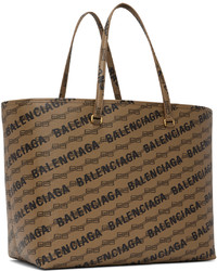 braune bedruckte Shopper Tasche aus Segeltuch von Balenciaga