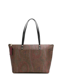 braune bedruckte Shopper Tasche aus Segeltuch von Etro