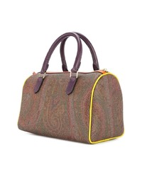 braune bedruckte Shopper Tasche aus Segeltuch von Etro