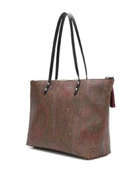 braune bedruckte Shopper Tasche aus Segeltuch von Etro