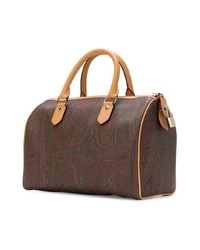 braune bedruckte Shopper Tasche aus Segeltuch von Etro