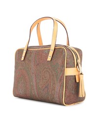 braune bedruckte Shopper Tasche aus Segeltuch von Etro