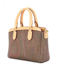 braune bedruckte Shopper Tasche aus Segeltuch von Etro