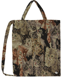 braune bedruckte Shopper Tasche