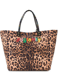 braune bedruckte Shopper Tasche von Dolce & Gabbana