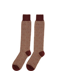 braune bedruckte Socken von Gucci