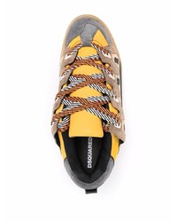 braune bedruckte Wildleder niedrige Sneakers von DSQUARED2