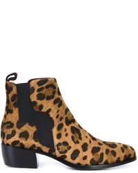 braune bedruckte Wildlederstiefel