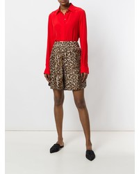 braune Bermuda-Shorts mit Leopardenmuster von Alberto Biani