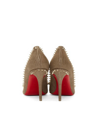 braune beschlagene Leder Pumps von Christian Louboutin