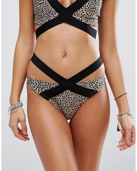 braune Bikinihose mit Leopardenmuster von Luxe Lane