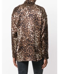 braune Bluse mit Knöpfen mit Leopardenmuster von R13