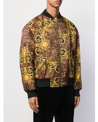 braune Bomberjacke mit Leopardenmuster von VERSACE JEANS COUTURE