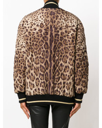 braune Bomberjacke mit Leopardenmuster von Dolce & Gabbana