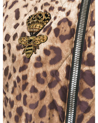 braune Bomberjacke mit Leopardenmuster von Dolce & Gabbana