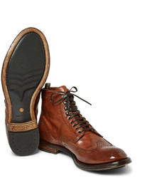 braune Brogue Stiefel aus Leder von Officine Creative