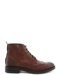 braune Brogue Stiefel aus Leder von Base London