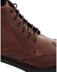 braune Brogue Stiefel aus Leder von Base London