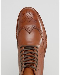 braune Brogue Stiefel aus Leder von Asos