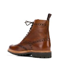 braune Brogue Stiefel aus Leder von Grenson