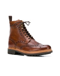 braune Brogue Stiefel aus Leder von Grenson