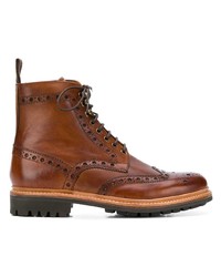 braune Brogue Stiefel aus Leder von Grenson