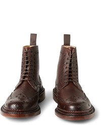 braune Brogue Stiefel aus Leder von Grenson