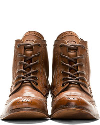 braune Brogue Stiefel aus Leder von Hudson