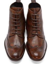 braune Brogue Stiefel aus Leder von Hudson