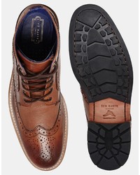 braune Brogue Stiefel aus Leder von Ted Baker