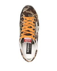 braune Camouflage Segeltuch niedrige Sneakers von Golden Goose