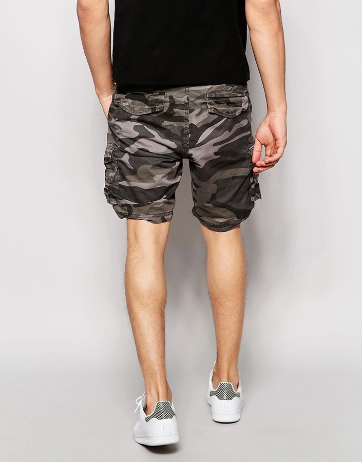 designer camo cargo shorts