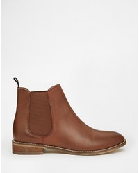 braune Chelsea Boots aus Leder von Asos