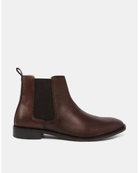 braune Chelsea Boots aus Leder von Asos