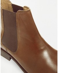 braune Chelsea Boots aus Leder von Asos