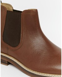 braune Chelsea Boots aus Leder von Asos