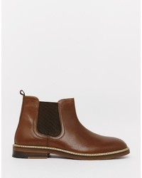 braune Chelsea Boots aus Leder von Asos