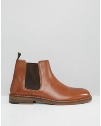 braune Chelsea Boots aus Leder von Asos