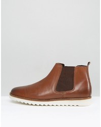 braune Chelsea Boots aus Leder von Asos