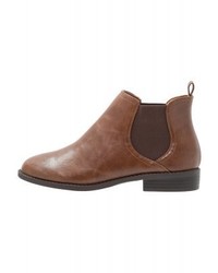 braune Chelsea Boots aus Leder von Dorothy Perkins