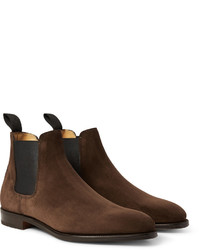 braune Chelsea Boots aus Wildleder von John Lobb