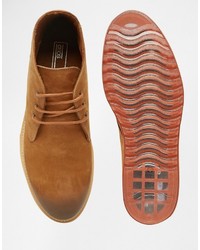 braune Chukka-Stiefel aus Leder von Asos