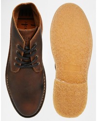braune Chukka-Stiefel aus Leder von Jack and Jones
