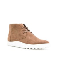 braune Chukka-Stiefel aus Wildleder von Tod's