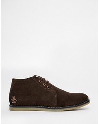 braune Chukka-Stiefel aus Wildleder von Original Penguin